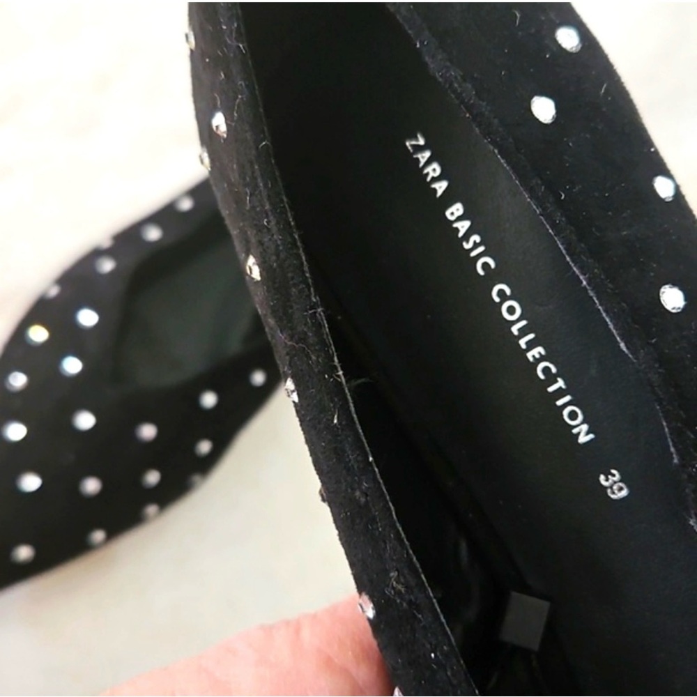 Zara Black Rhinestine Pointed Toe Flats